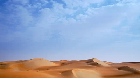 Beautiful dramatic clouds time lapse over the desert sand dune of Abu Dhabi, UAE Stock Footage 237852605