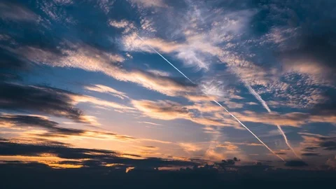 Beautiful dramatic cloudy sky at sunset, nature background Stock Footage 90224823