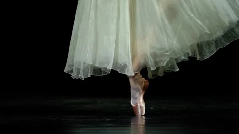 Beautiful dramatic dance, elegant woman in a white tutu, dance ballet and Stock Footage 245340868