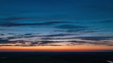 Beautiful Dramatic Fast Lapse Time of Sunset and Clouds in the Blue Orange Sky Stock Footage 157918394