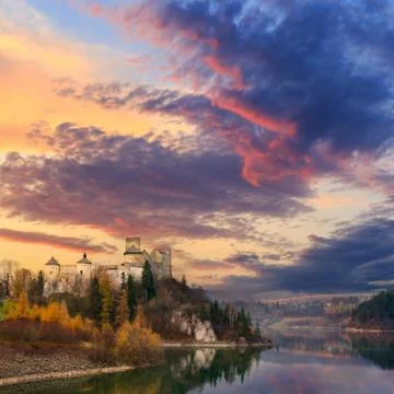 Beautiful dramatic sky over old castle Stock Photos