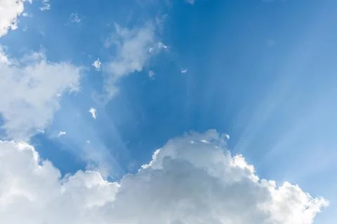 Beautiful dramatic sky with sun rays. Stock-Fotos