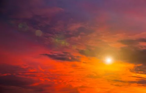 Beautiful dramatic sky. Sunset or sunrise time. Amazing purple clouds. Soft.. Stock Photos