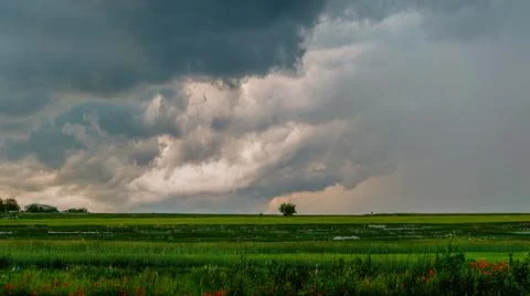 Beautiful dramatic stormy sky in a field outside the city Stock Photos