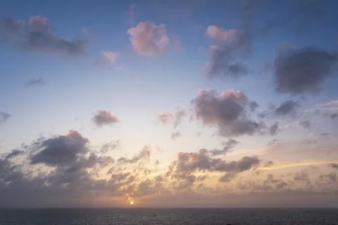 Beautiful dramatic Summer dawn over Lizard Point in Cornwall UK with lovely.. Stock Photos