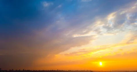 Beautiful dramatic sunset over city Stock Footage 107441139