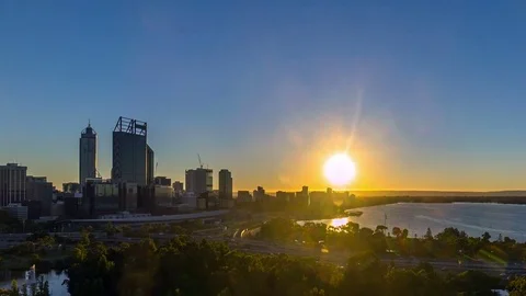 Beautiful dramatic sunset At Perth City, Australia. Stock Footage 76153679