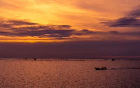 Beautiful dramatic sunset sky. Dark and orange sunset sky and clouds. Nature  Foto stock