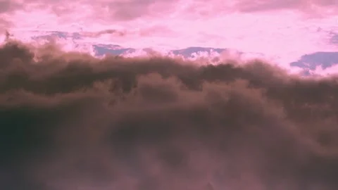 Beautiful Dramatic Sunset Sky with Rain Black and Sunny Pink Cumulus Clouds, Aer Video stock 328501267