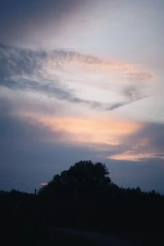 Beautiful dramatic sunset in the wood Foto stock