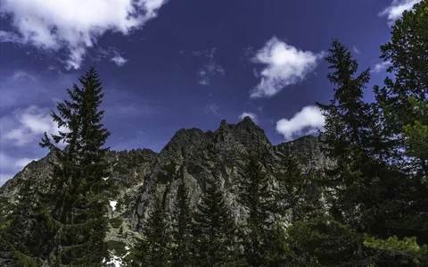 Beautiful dramatic timelapse of High Tatra mountains. View on Krivan from Janske Stock Footage 126767259