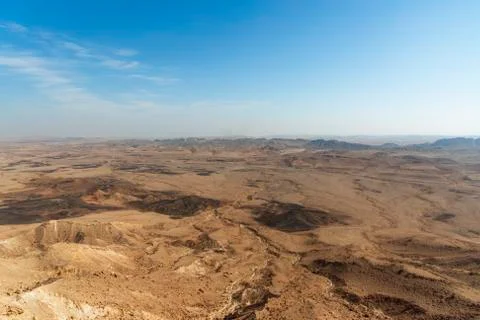 Beautiful dramatic view of the desert. Wilderness. Nature landscape. Makhtesh Stock Photos