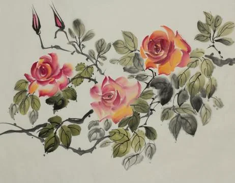 Beautiful drawing of roses Stock Illustration