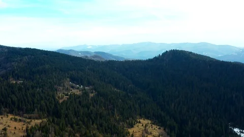 Beautiful drone flights over forests with beautiful views of mountains and fores Stock Footage 127085744
