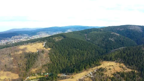 Beautiful drone flights over forests with beautiful views of mountains and fores Stock Footage 127085765