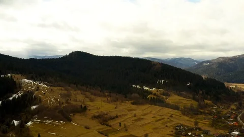 Beautiful drone flights over forests with beautiful views of mountains and fores Stock Footage 127086043