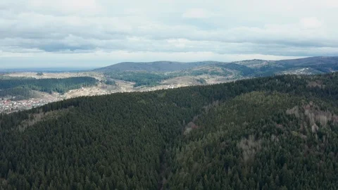 Beautiful drone flights over forests with beautiful views of mountains and fores Stock Footage 127086183