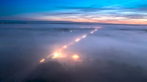 Beautiful drone hyperlapse over the Saint-Emilion region during a pink sunrise Stock Footage 244970984