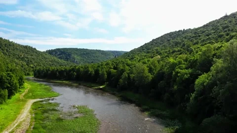 Beautiful drone landscape with river Stock Footage 149321111