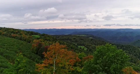 Beautiful Drone Shot of a Fall Sunset over the Appalachian Mountains in WV Stock Footage 218036822