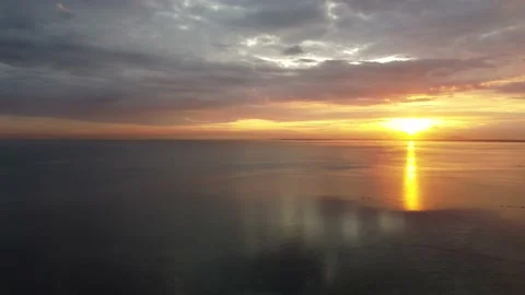 Beautiful drone shot of ocean sunset Stock Footage 170975190