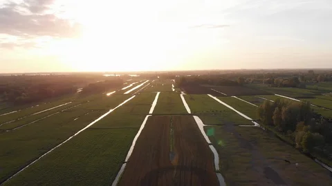 Beautiful drone sunset pan right to left Stock Footage 89093365