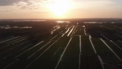 Beautiful drone sunset pan right to left Stock Footage 89094641
