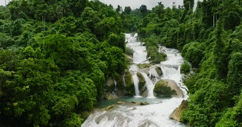 Beautiful drone survey of Highest falls in Philippines. Stock Footage 317769474