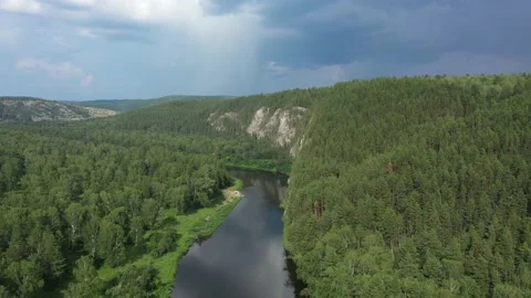 Beautiful drone view of Agidel river in summer Video stock 207220554
