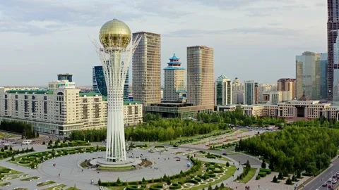Beautiful Drone View of Baiterek Tower Stock Footage 131415584