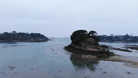 Beautiful drone view of Bréhat, an archipelago composed of two main islands, Stock Footage 137424901
