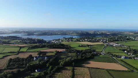 Beautiful drone view of Cote des Aber Here, sea meets untamed coastline and the Stock Footage 137428779