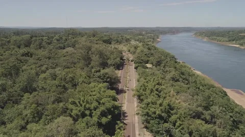 A beautiful drone view of the Eldorado waterfront and the Parana River. 動画素材 264391005