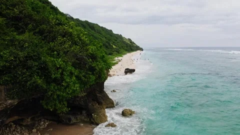 Beautiful drone view fly over the coastline in Bali, 2K Stock Footage 246100055