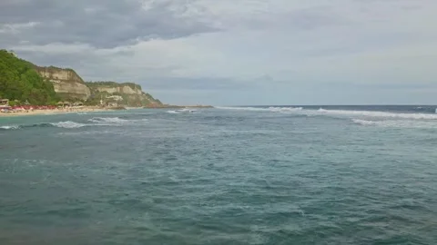 Beautiful drone view fly over the ocean with wave in Bali, 2K Stock Footage 246100063