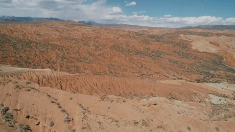 Beautiful drone view of a hilly sandy valley on a sunny summer day Stock Footage 111370945