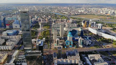A beautiful drone view of Nur-Sultan in Kazakhstan. Stock Footage 204932145