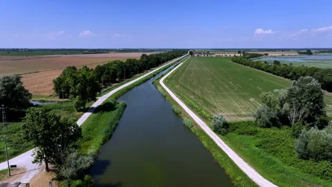 Beautiful drone view of a river and some roads in the marano's laggon Stock-Footage 263383560