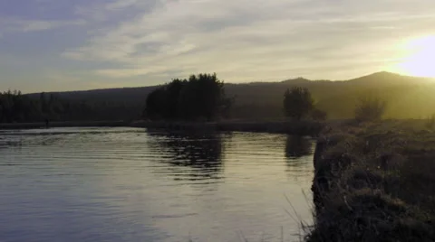 Beautiful Dusk on Oregon river Stock Footage 62862585