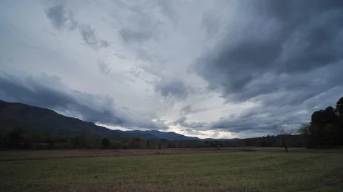 Beautiful Dynamic Cinematic Cloud Tracking Timelapse  in Cades Cove Stock Footage 119701942