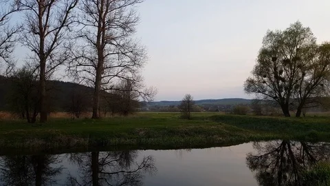 Beautiful early spring river landscape Stock Footage 110708003