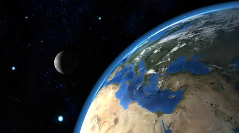 Beautiful Earth with the Moon in the Background Stock Footage 954584