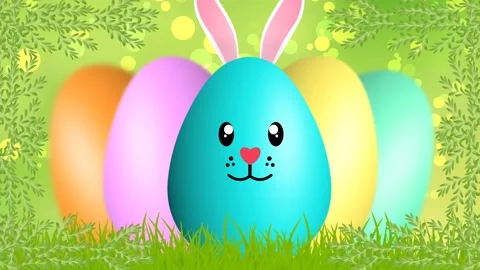 Beautiful Easter animation with waving leafs, grass and blur background Stock Footage 234111361