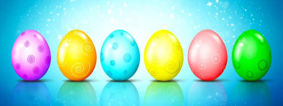 Beautiful Easter background with colorful Easter eggs. 3d illustration Stock Illustration