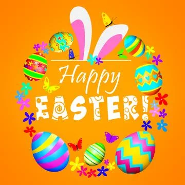 Beautiful Easter background with colorful Easter eggs. 3d illustration Stock Illustration