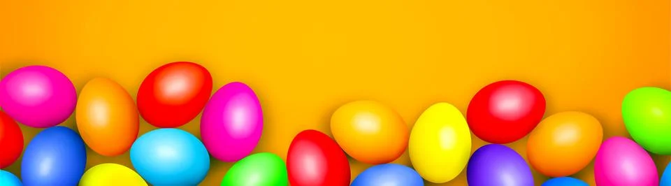 Beautiful Easter background with colorful Easter eggs. 3d illustration Stock Illustration