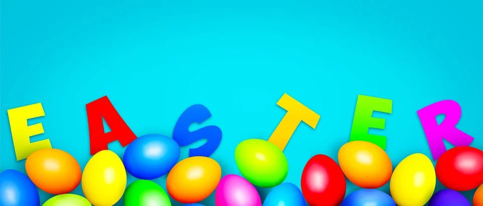 Beautiful Easter background with colorful Easter eggs. 3d illustration Stock Illustration