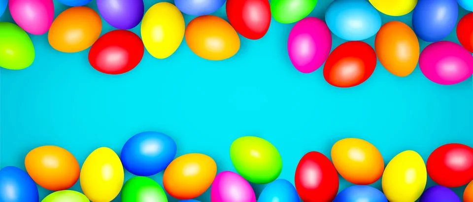 Beautiful Easter background with colorful Easter eggs. 3d illustration Stock-Illustration