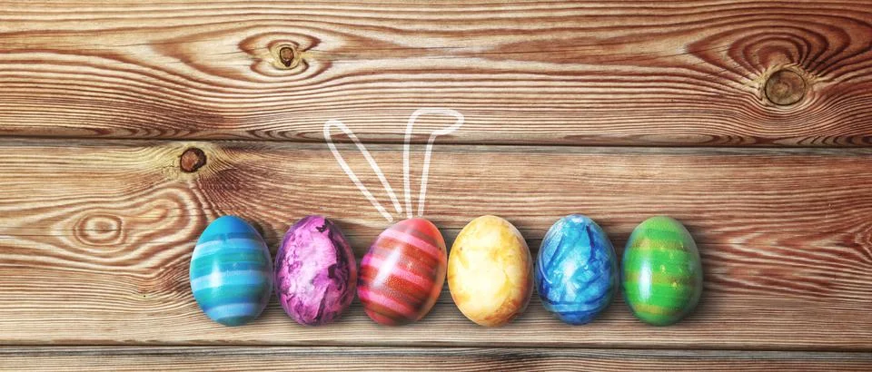 Beautiful Easter background with colorful Easter eggs Stock Photos