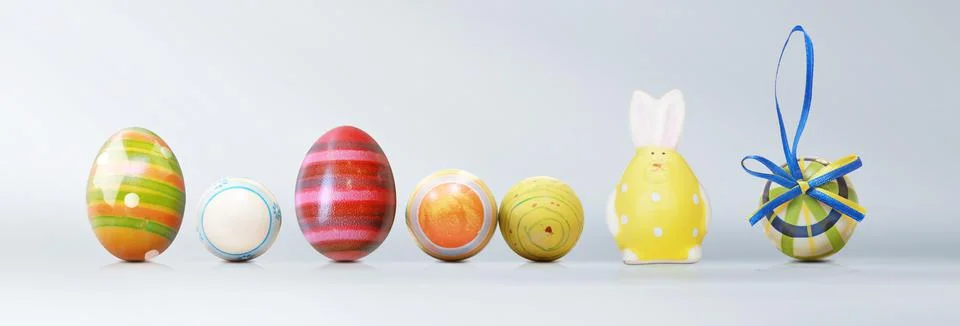 Beautiful Easter background with colorful Easter eggs Stock Photos